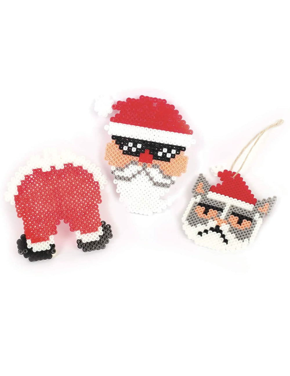 Ejemplos de creaciones del kit de cuentas para planchar papá noel