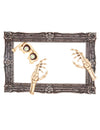 Kit photobooth Halloween pour fête gris avec cadre et mains de squelette