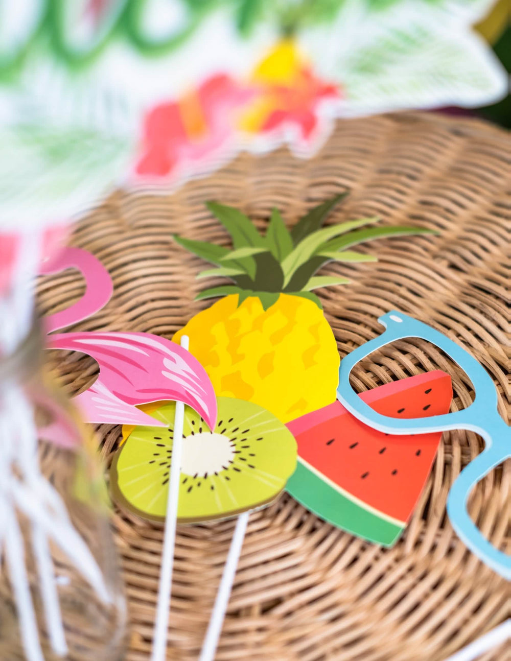 Kit photobooth Hawaï pour fête multicolore 10 pièces