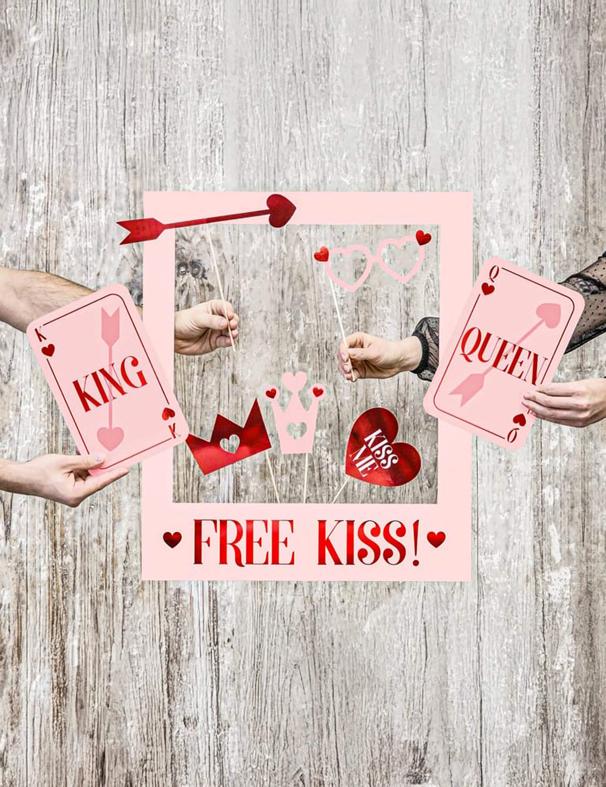 Puesta en escena del kit photocall love is in the air