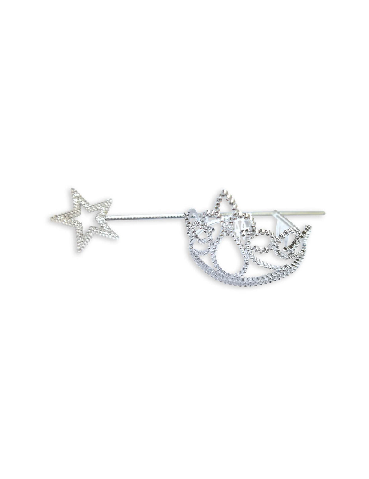 Kit de diadema y varita de princesa para niño plateado