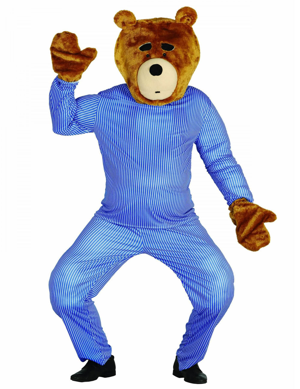 Kit tête et mains ours en peluche pour adulte marron