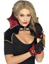 Kit vampire pour femme noir et rouge avec gants et col montant