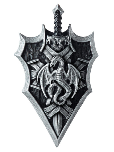 Bouclier et épée de chevalier dragon pour enfant gris et noir