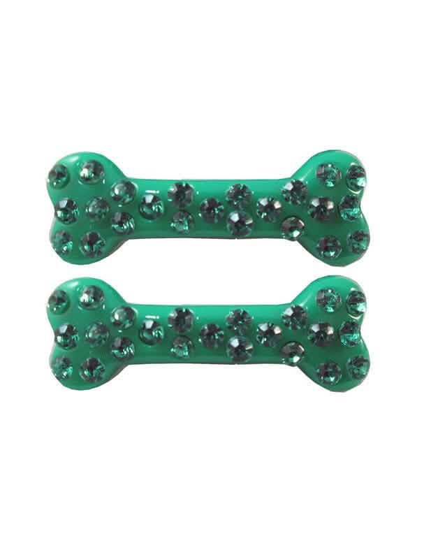 Pasadores para el cabello de hueso con strass para mujer verde