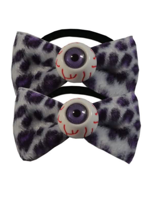 Élastiques à cheveux gothiques avec yeux pour femme imprimé léopard violet