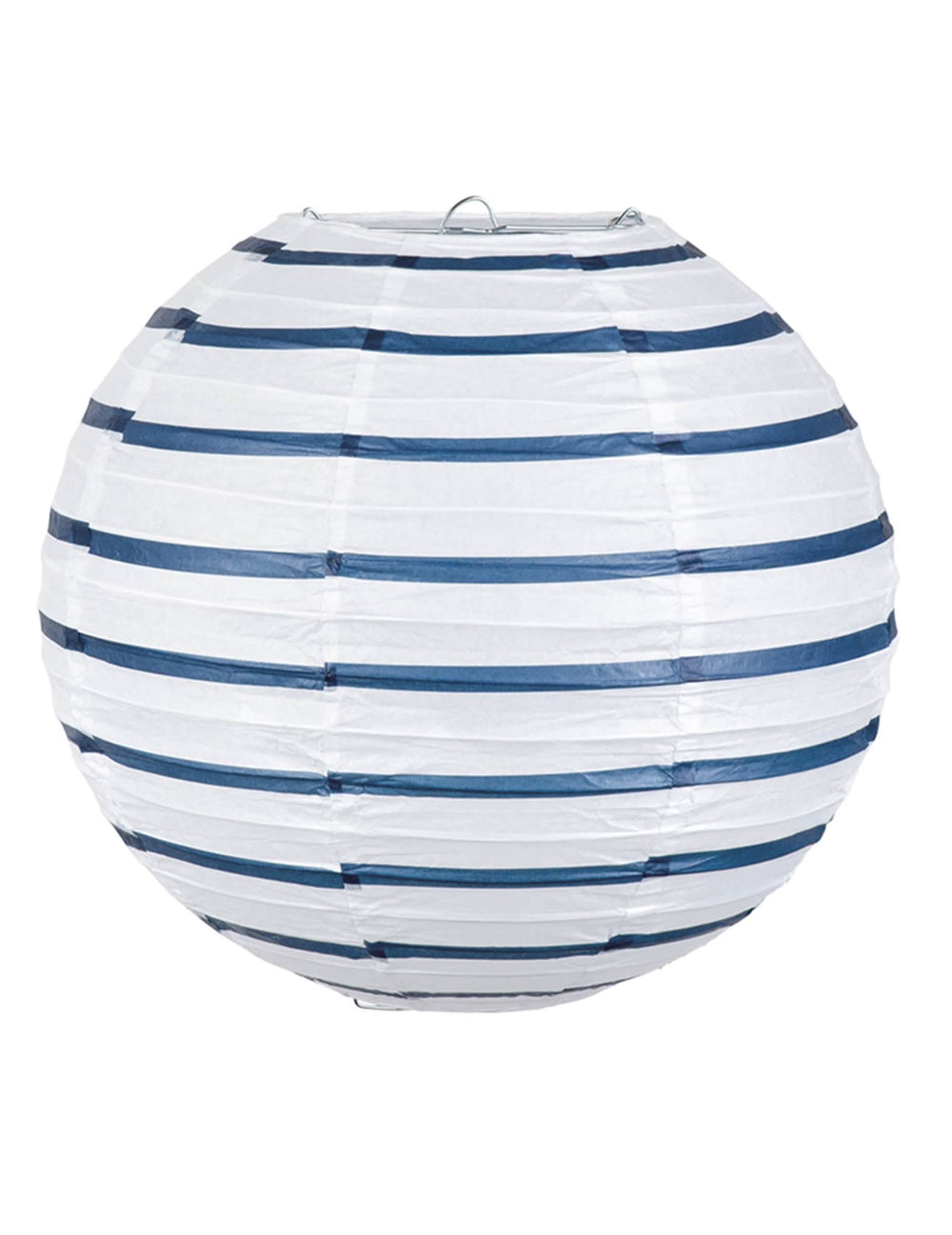 Lanterne en papier marin pour décoration blanc et bleu à rayures