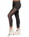 Legging troué pour adulte noir avec découpes horizontales