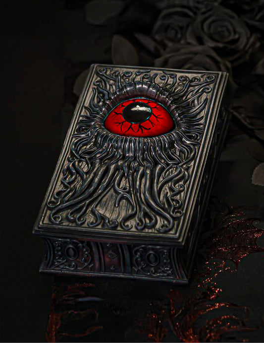 Libro decorativo de resina con ojo rojo sangre 20 cm