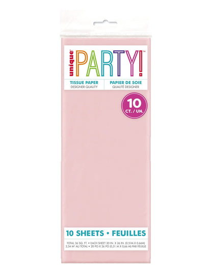 10 Hojas de papel de seda rosa pastel