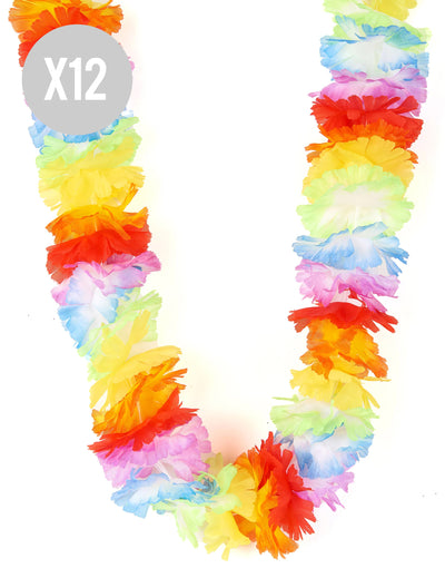 Lote de 12 collares de flores multicolores