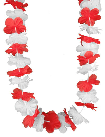 Pack de 12 collares hawaianos rojo y blanco para adulto