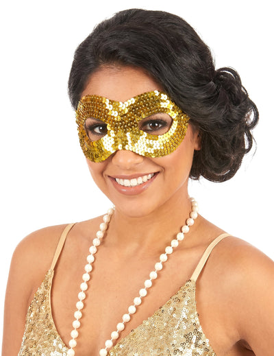 Antifaz con lentejuelas dorado adulto