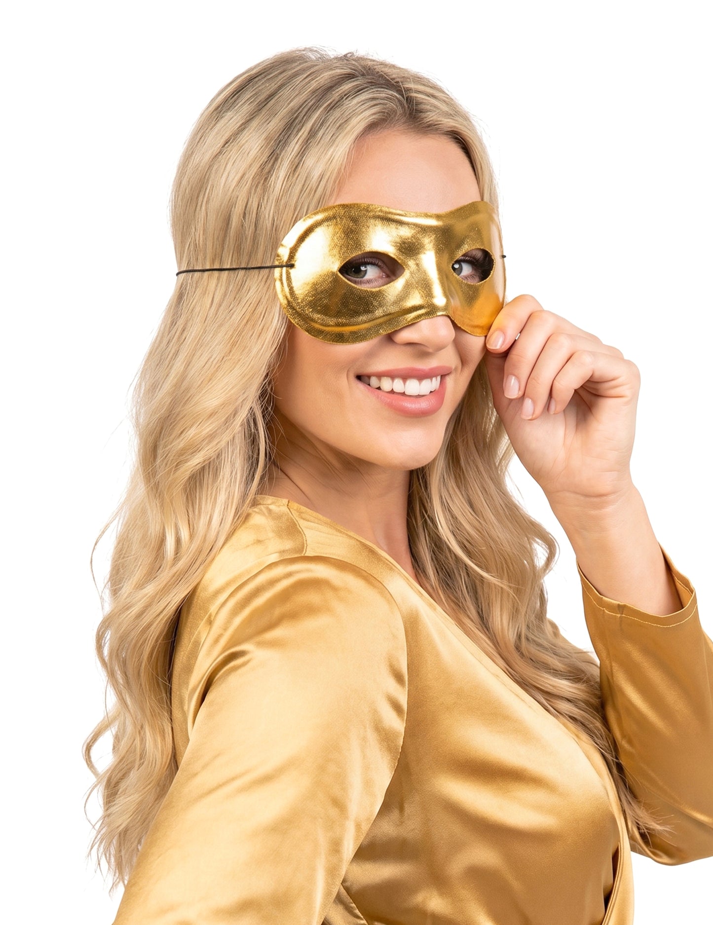 Antifaz metalizado dorado adulto