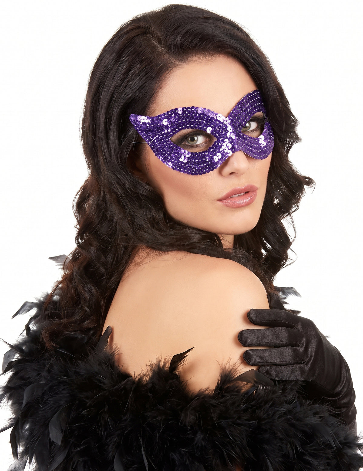 Antifaz veneciano con lentejuelas violeta adulto