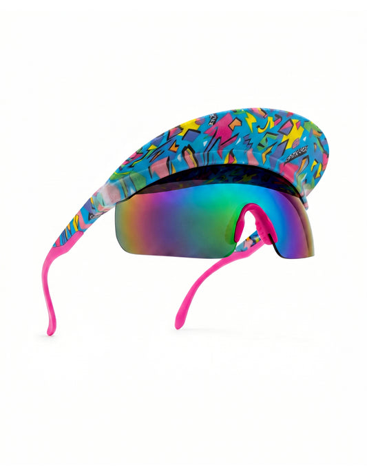 Gafas con visera años 80 azules adulto