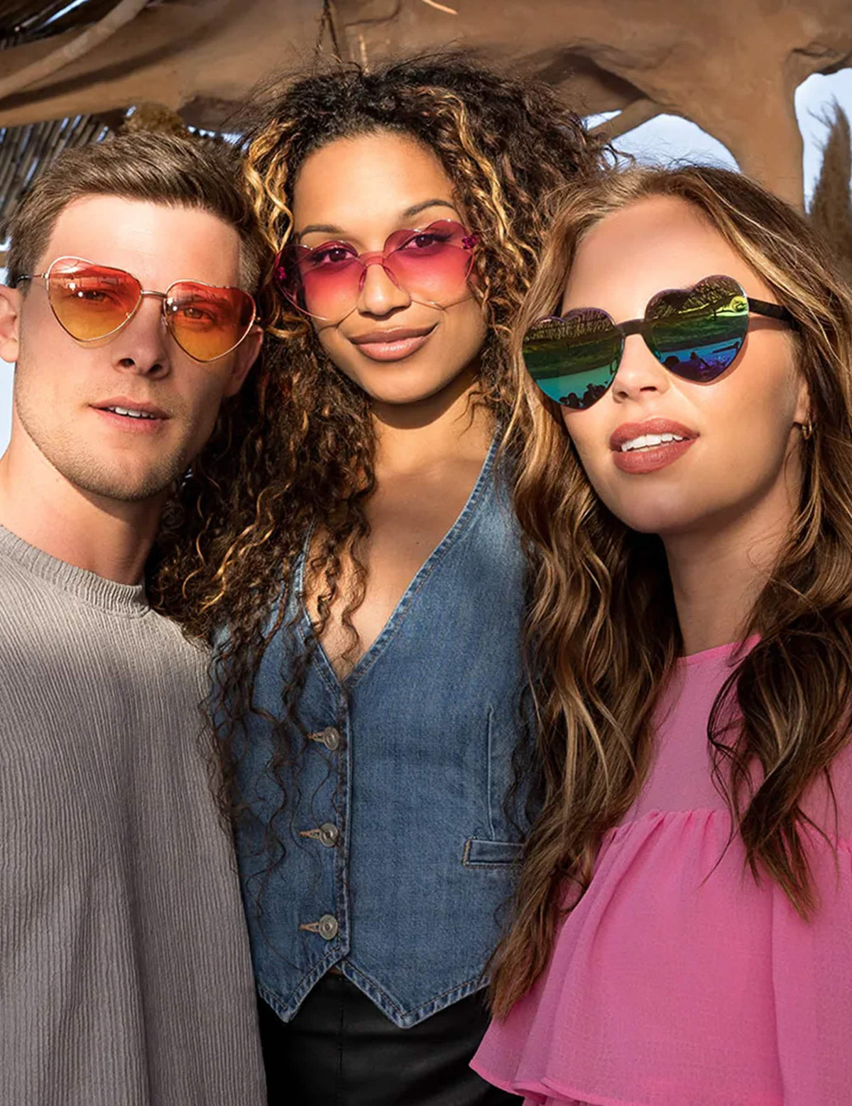 Gafas de corazones efecto espejo para adulto