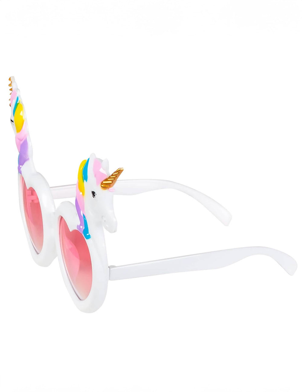 Vue de profil des lunettes coeurs avec licornes
