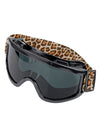 Lunettes de ski léopard pour adulte noires avec sangle à motif léopard