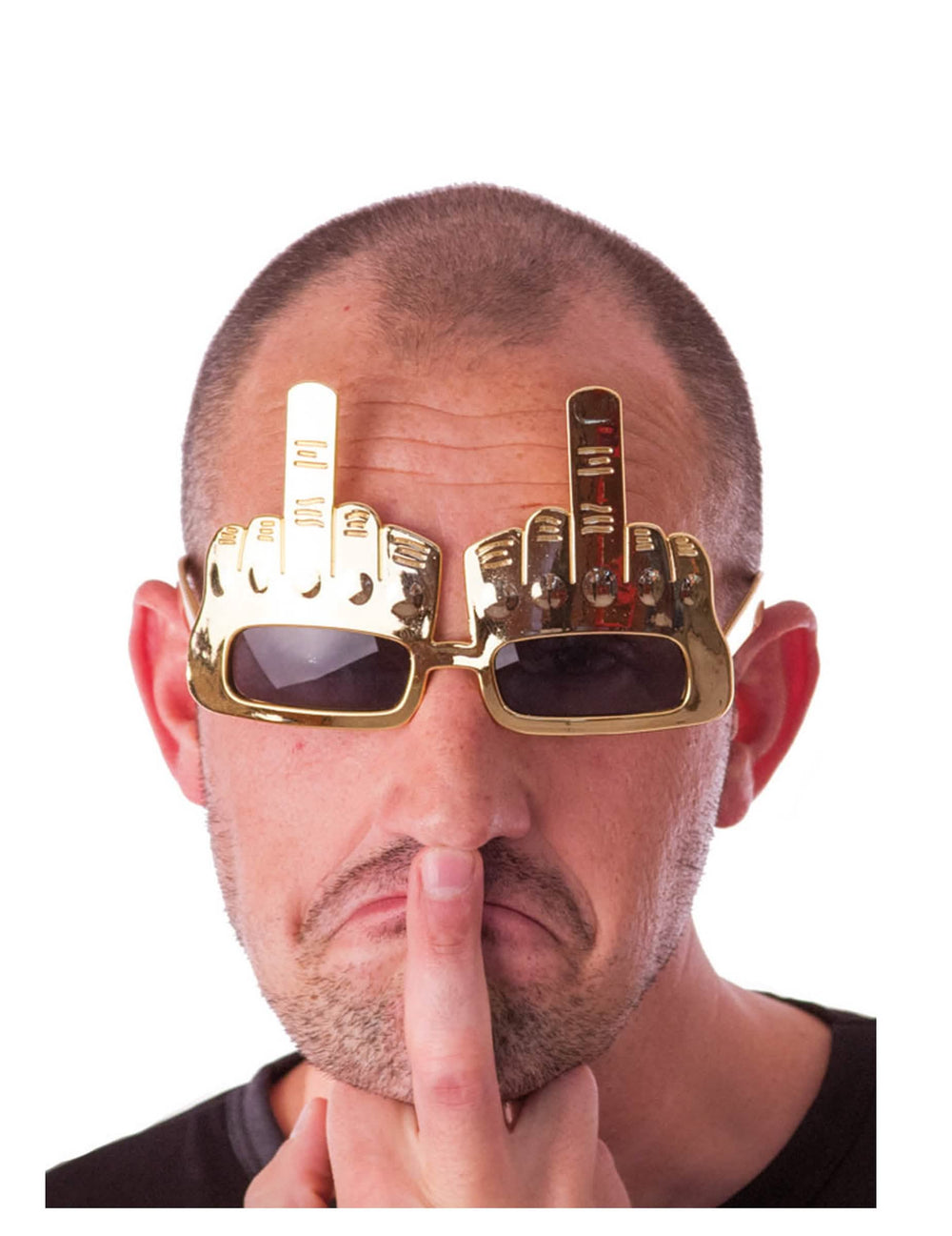 gafas dedo levantado para adulto doradas