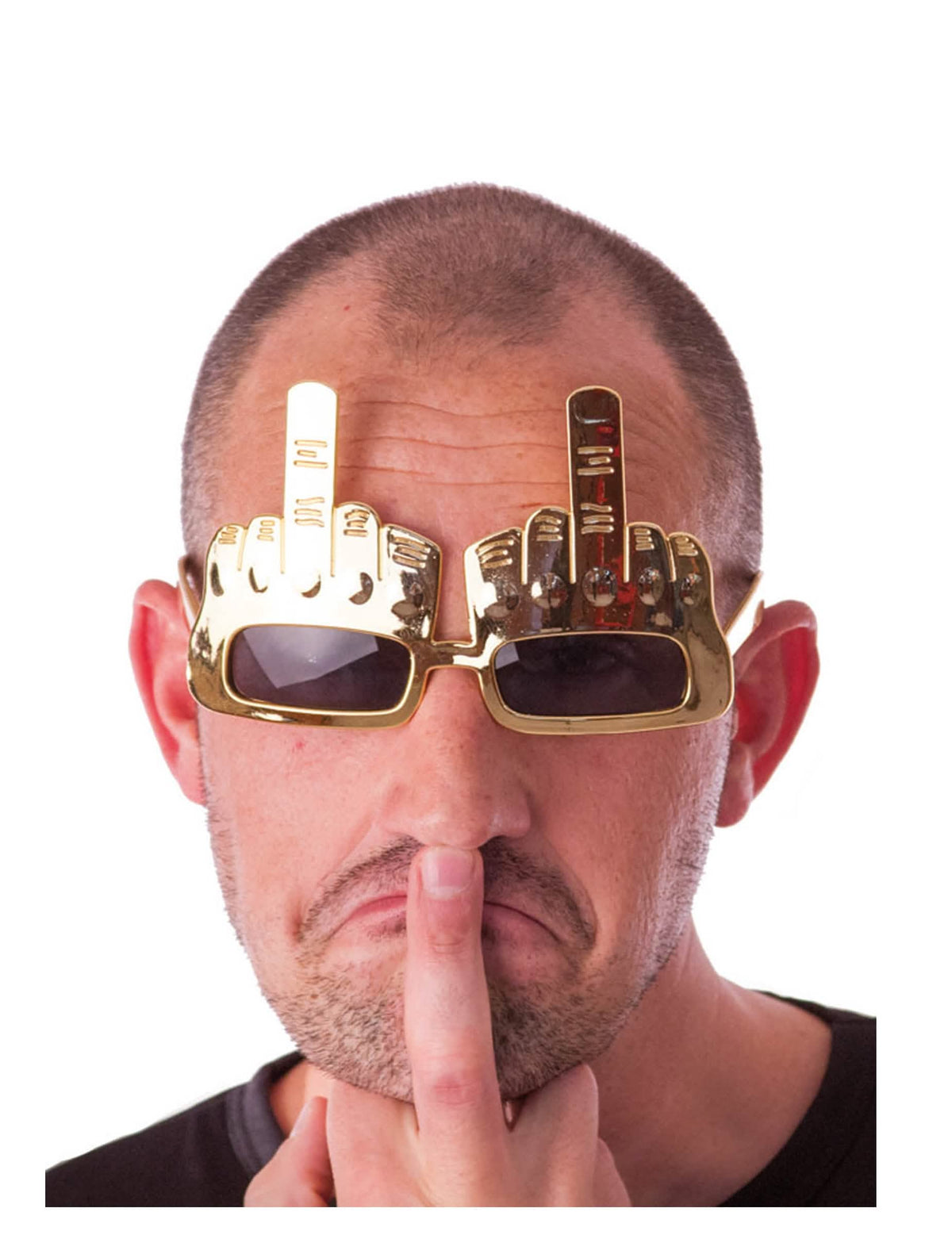 gafas dedo levantado para adulto doradas