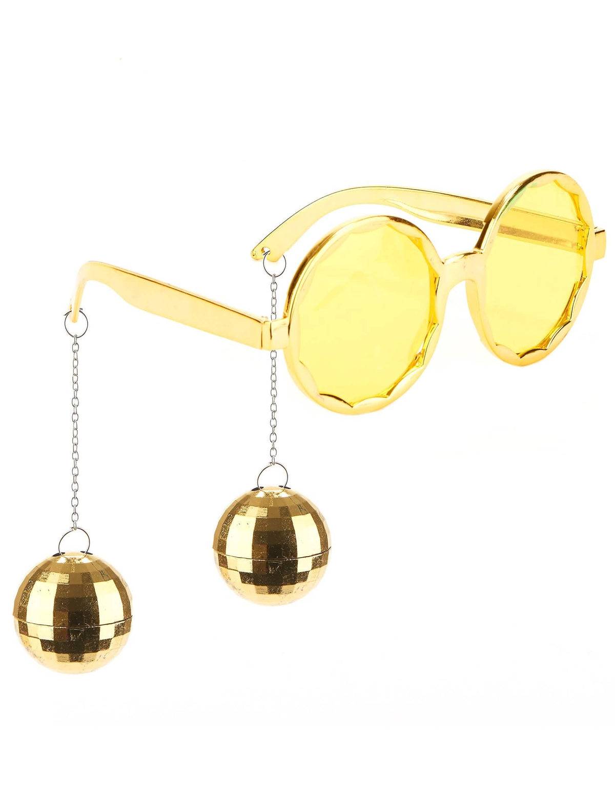 gafas disco para adulto doradas con bolas de discoteca colgantes
