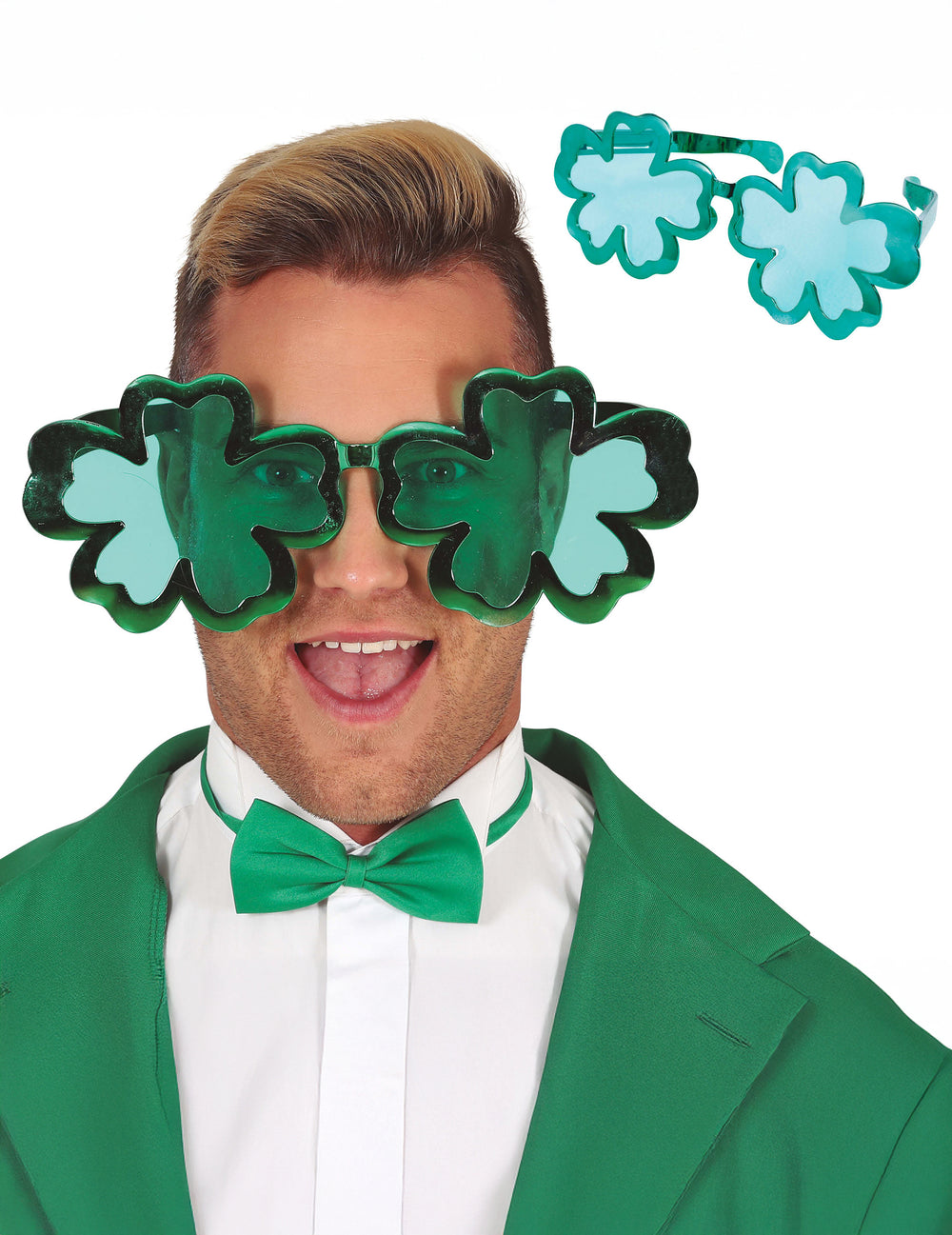 Lunettes géantes trèfles Saint Patrick pour adulte vert