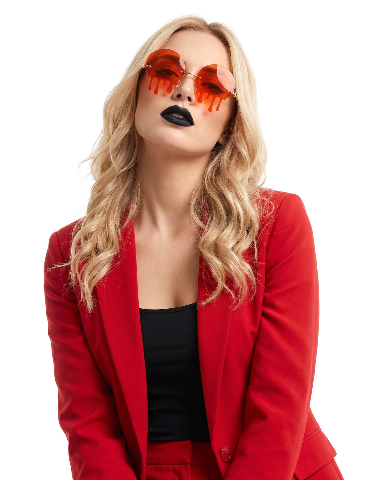 Gafas con forma de gota de sangre roja para adultos