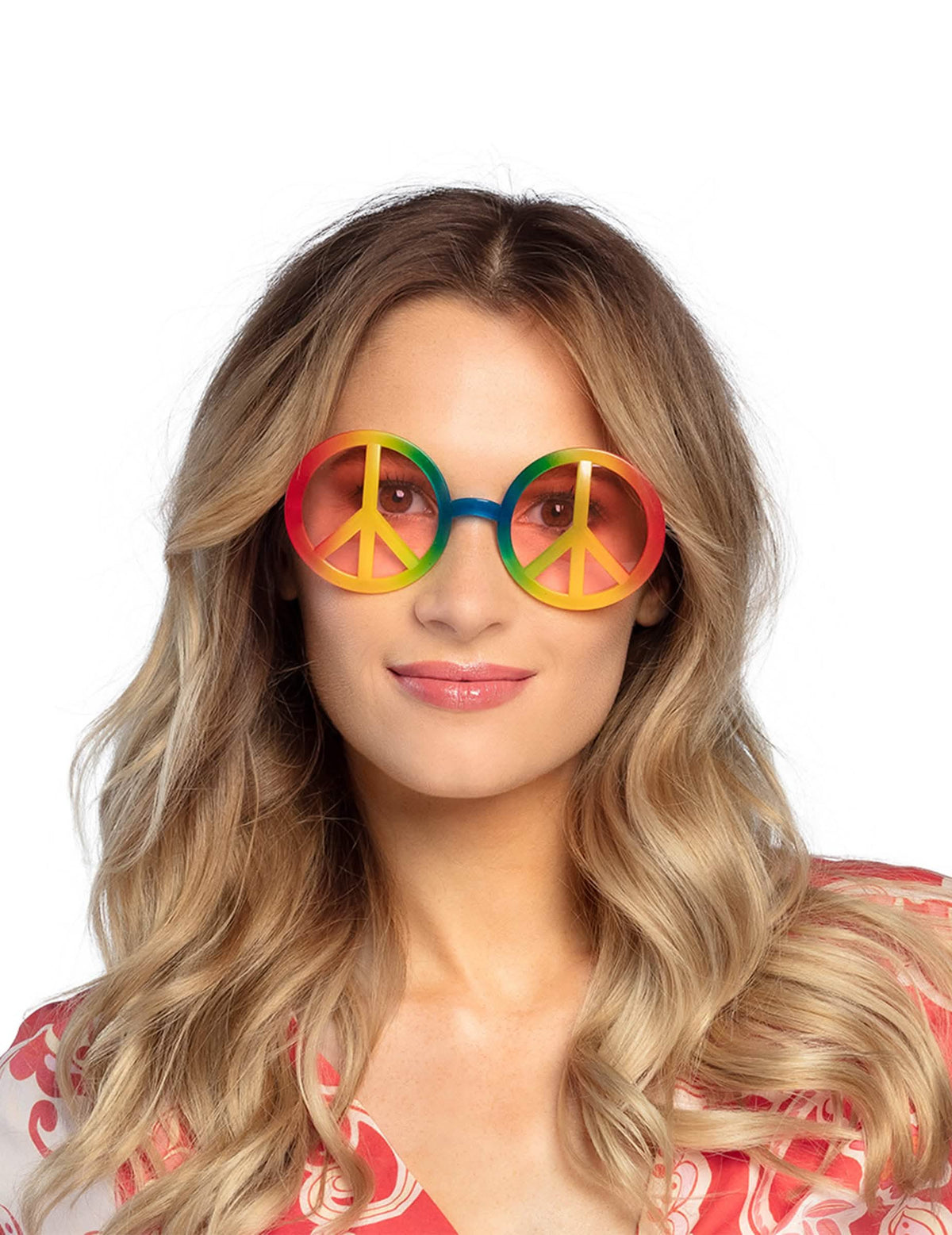 gafas hippie para adulto arcoíris con símbolo peace and love