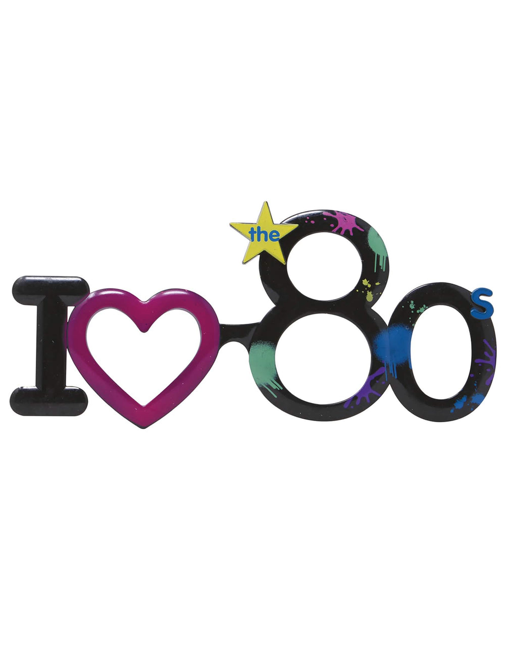 Vista frontal de las gafas I love 80's para adulto