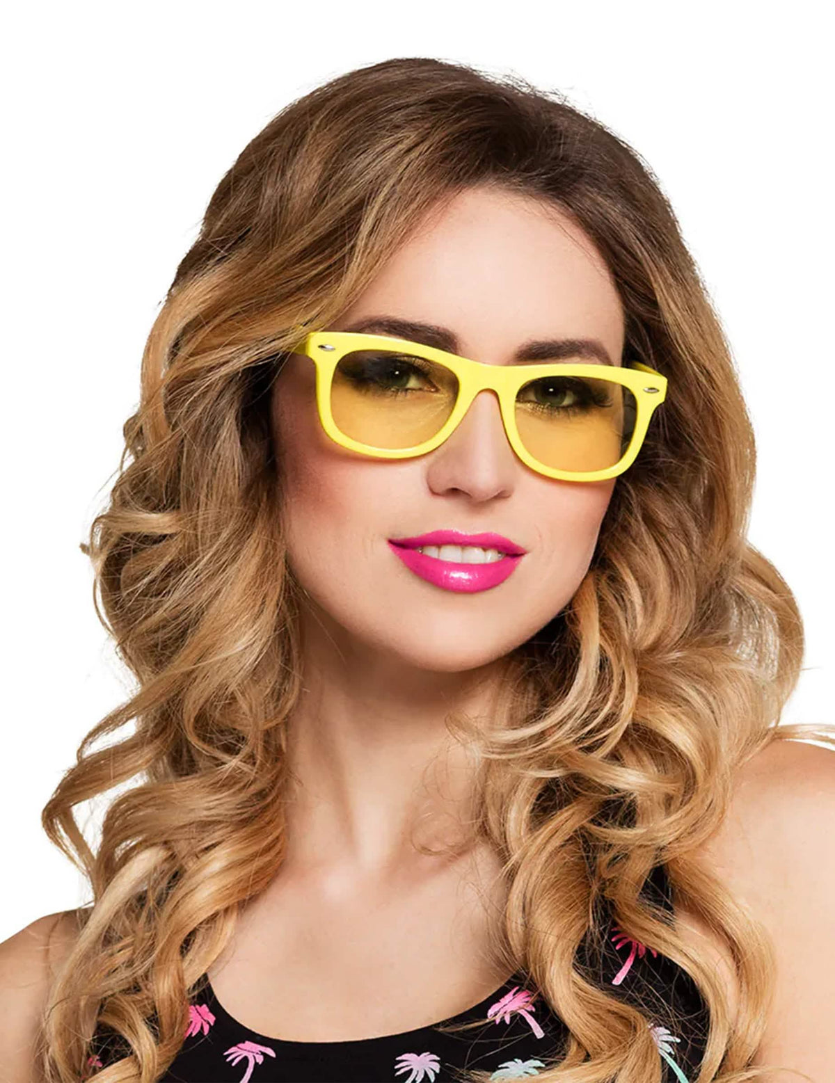 gafas 80's para adulto amarillo fosforito