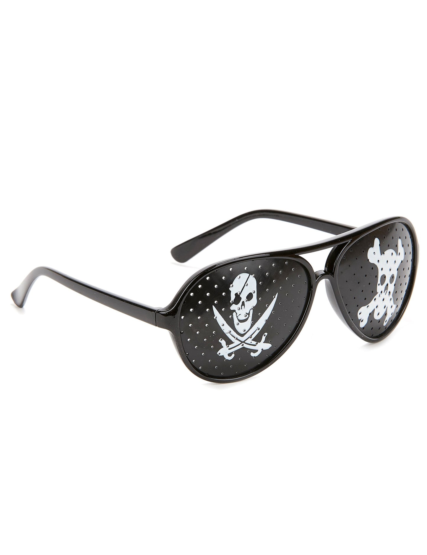 Lunettes pirate pour adulte noires avec motifs de têtes de mort