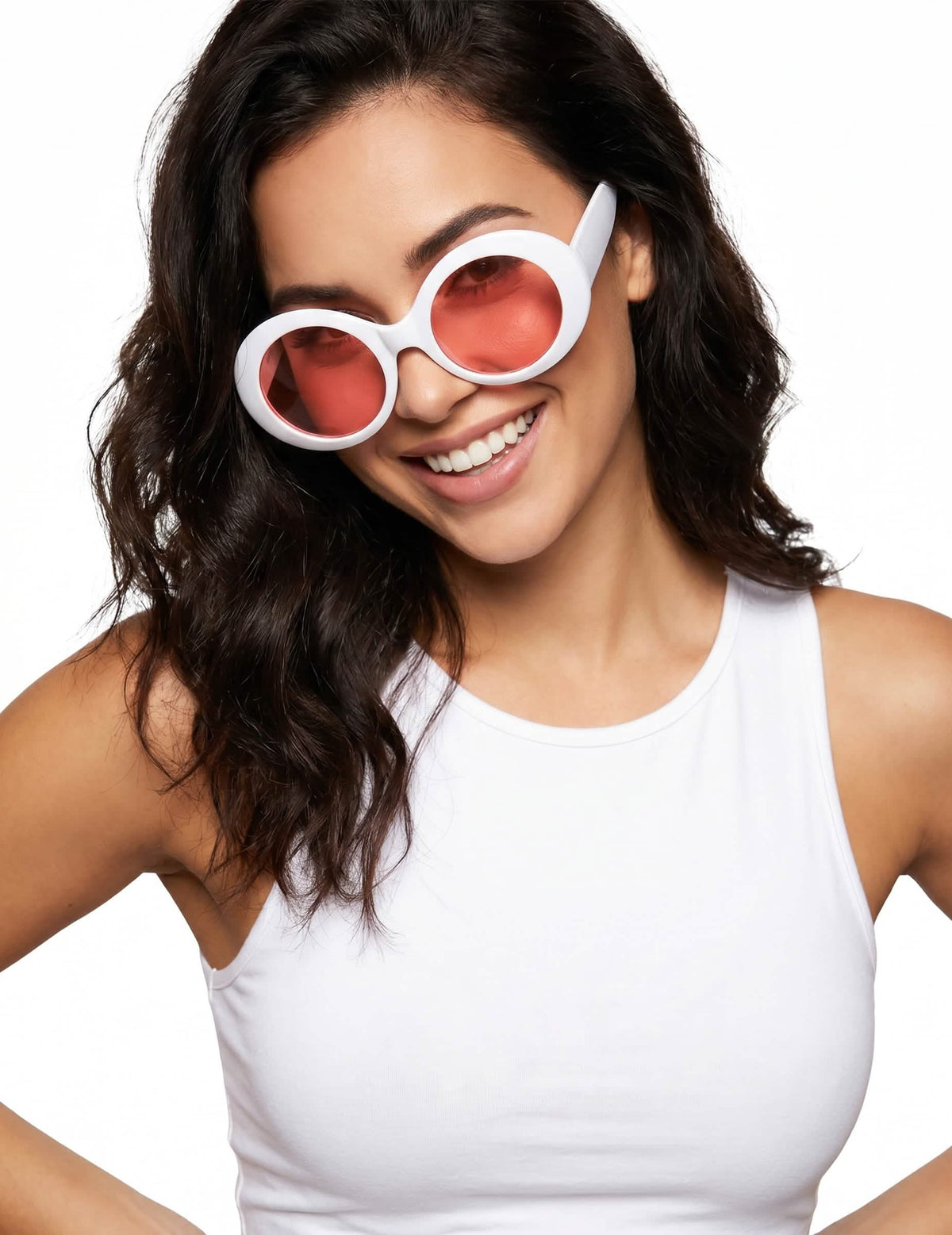 Gafas redondas blancas plástico adulto
