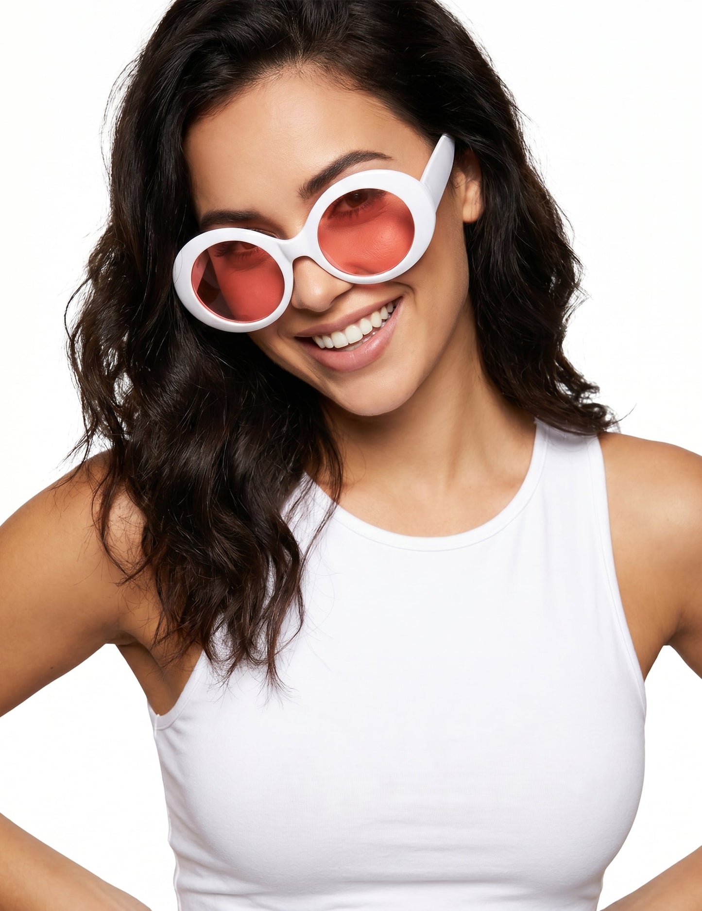 Gafas redondas blancas plástico adulto