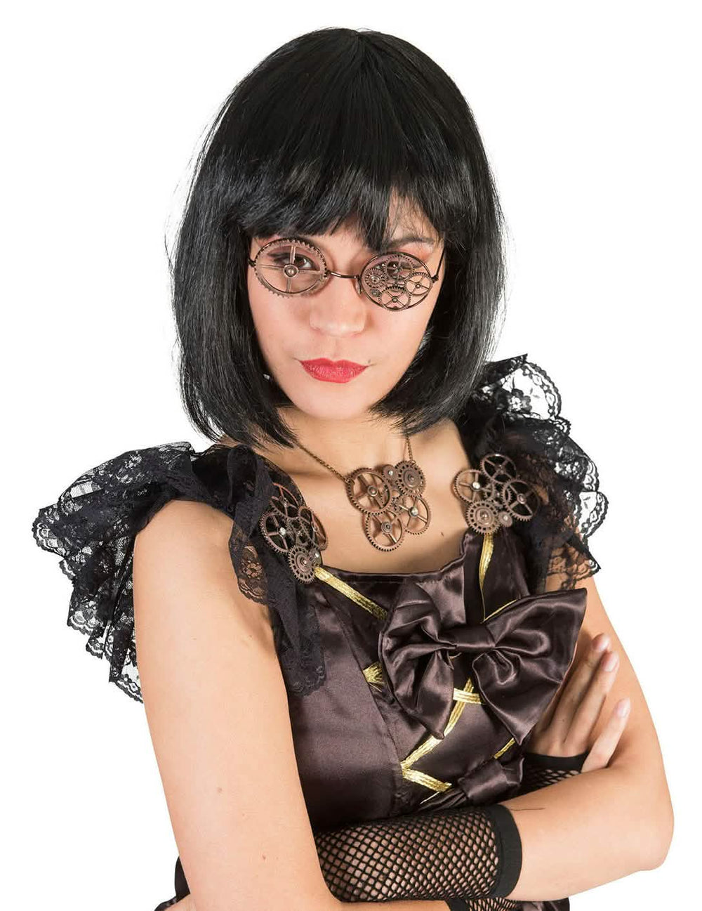 gafas redondas steampunk para adulto bronce con engranajes
