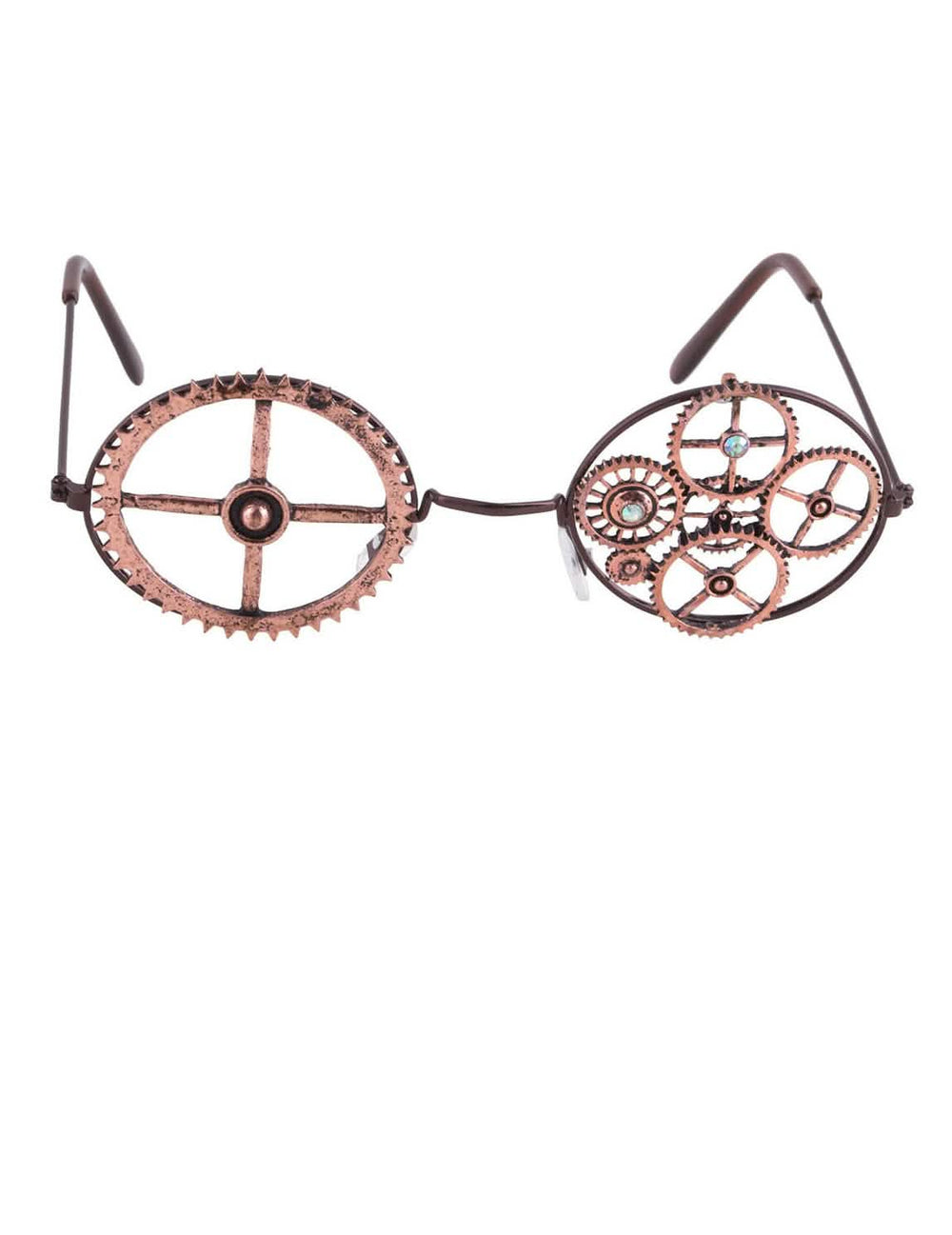 Vista frontal de las gafas redondas steampunk