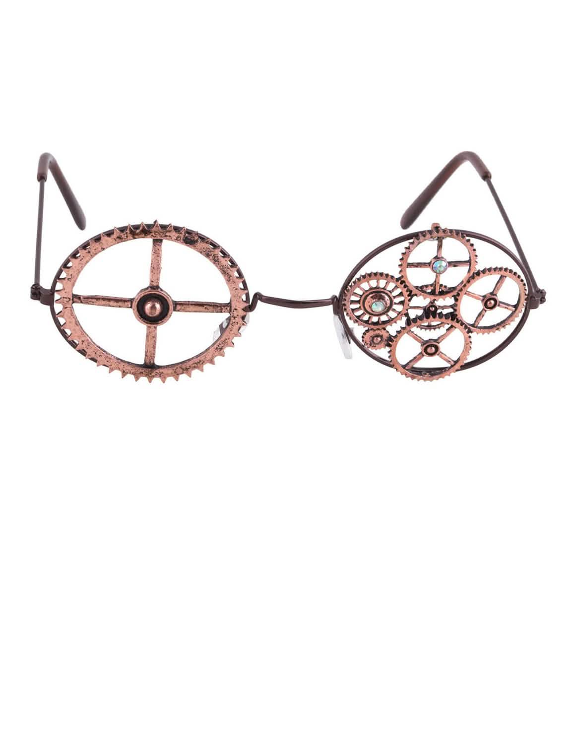 Vista frontal de las gafas redondas steampunk