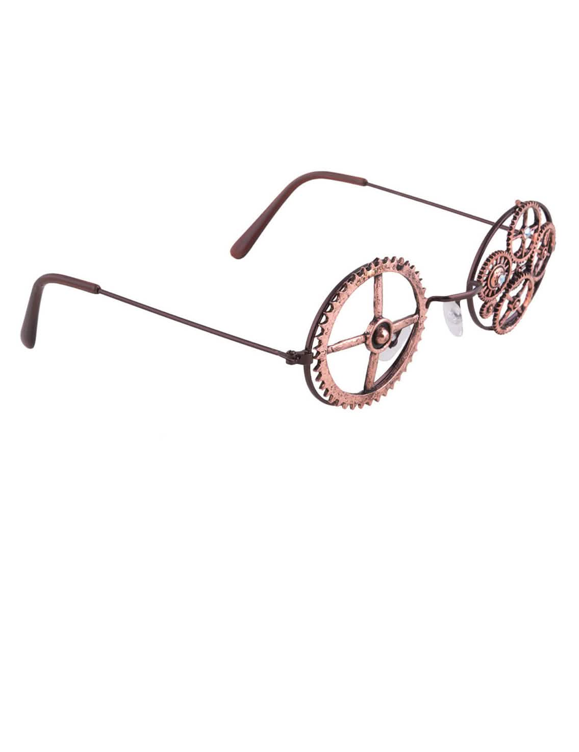 Vista de perfil de las gafas redondas steampunk