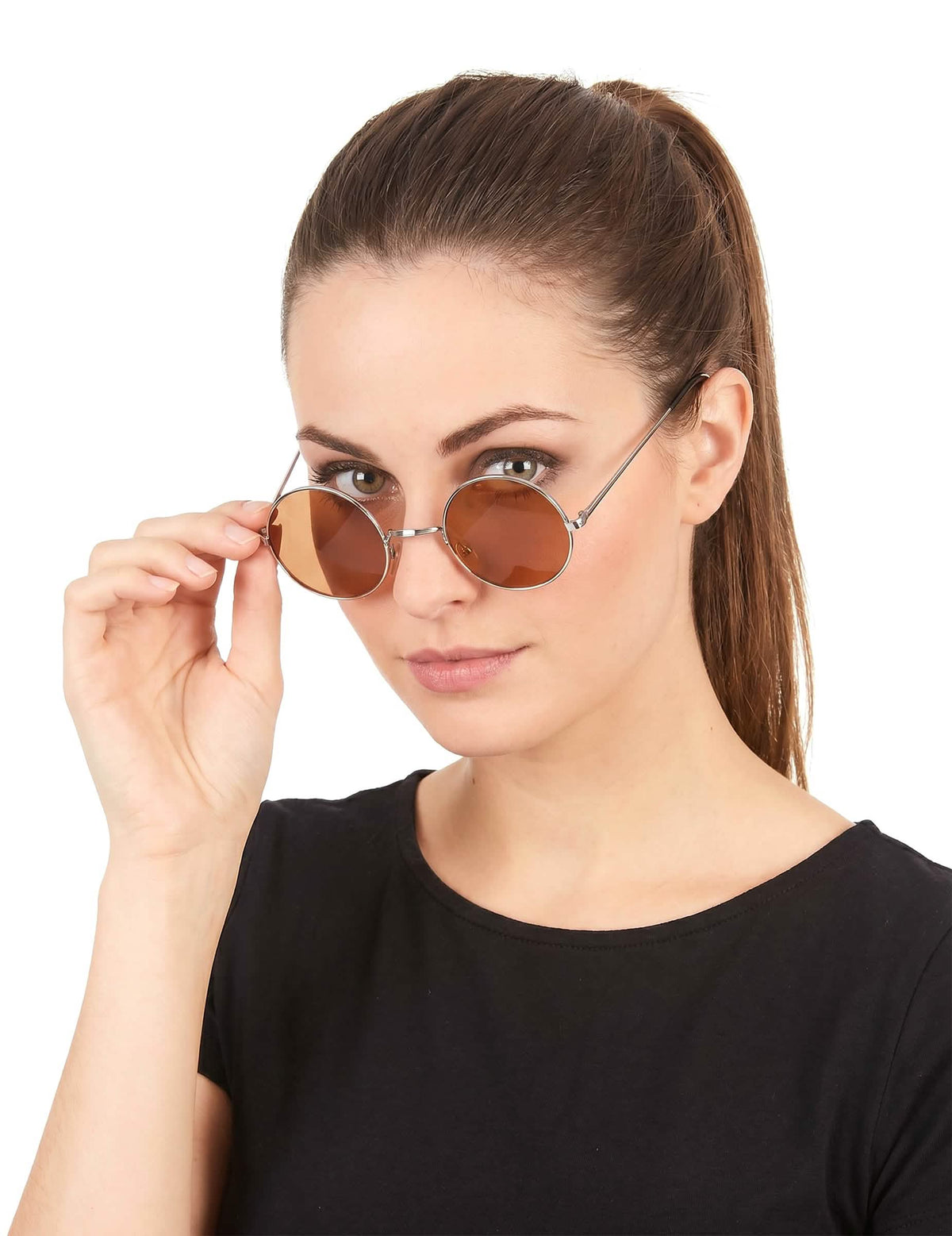 Gafas redondas marrones hippie para adultos