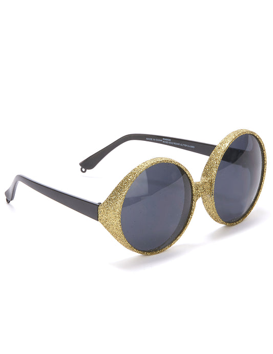 Gafas redondas purpurina dorada adulto