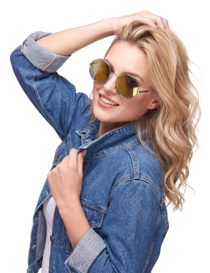 Gafas redondas retro metálicas plateadas adulto