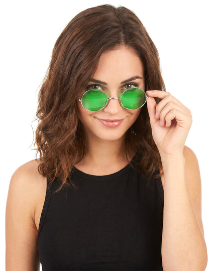 Gafas redondas verdes de hippie para adultos