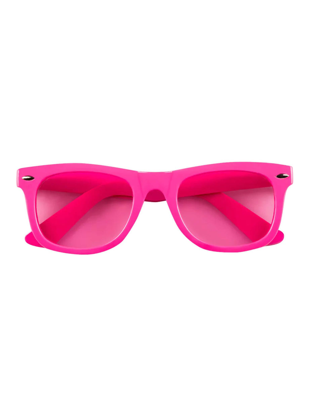Vue de face des lunettes 80's rose fluo