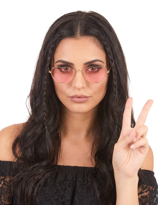 Gafas rosas corazón montura metálica adulto