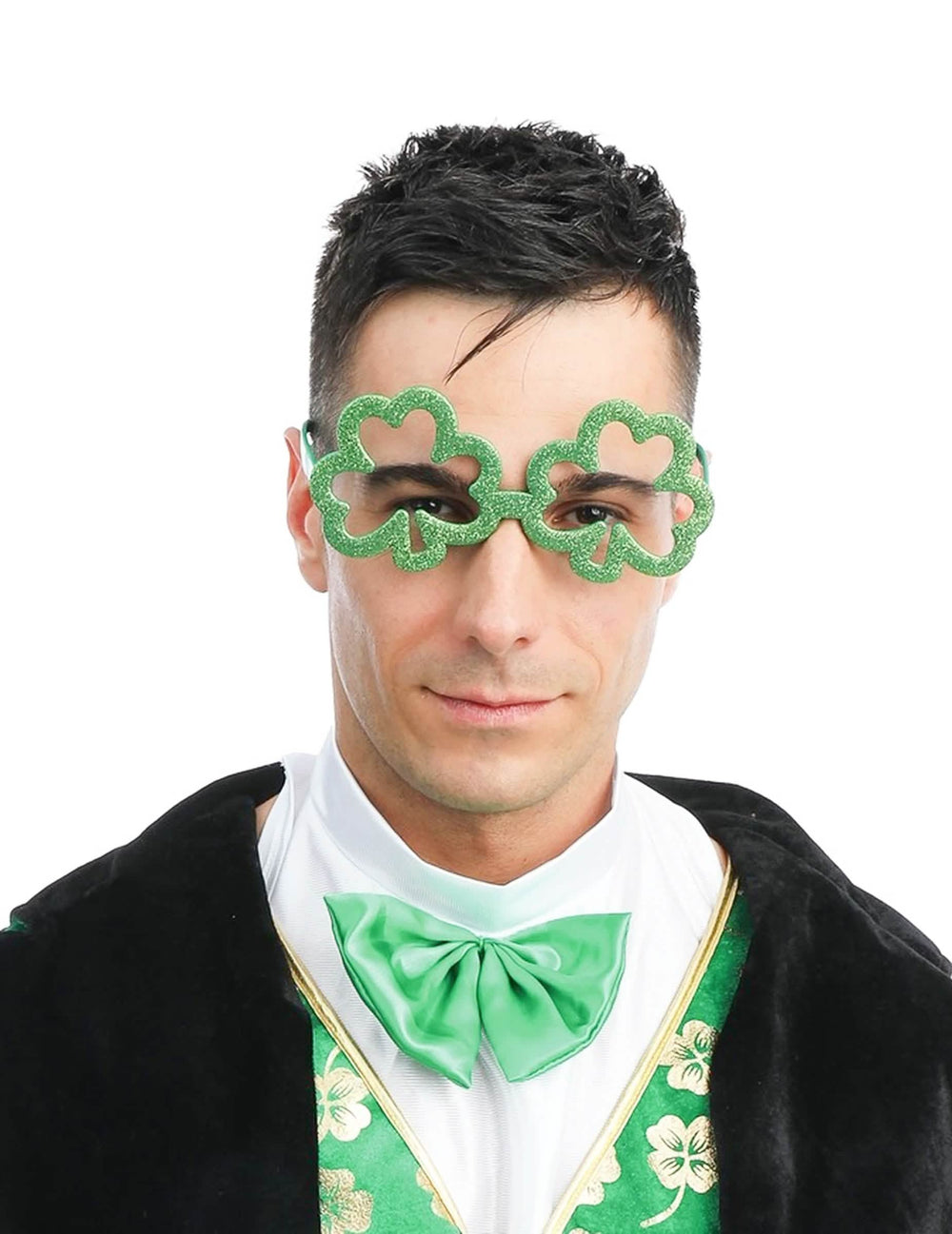 Lunettes trèfles de la Saint Patrick pour adulte vertes à paillettes