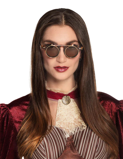 Lunettes vintage steampunk pour adulte marron et doré
