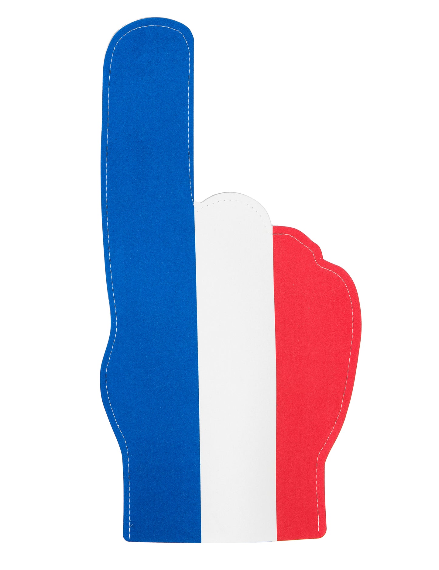 Main mousse bleu blanc rouge pour supporter tricolore