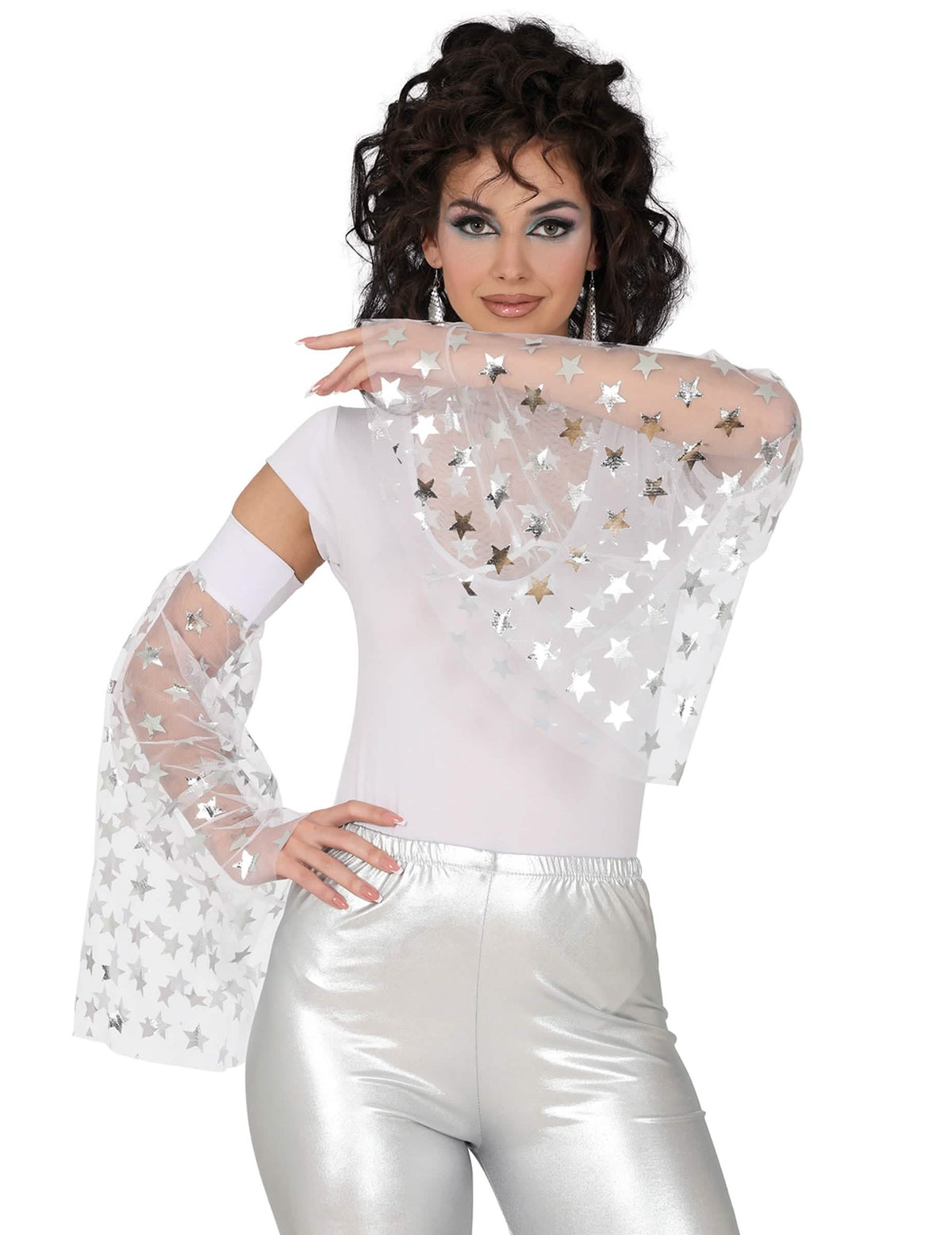 Détail du voile transparent des manchettes disco étoiles