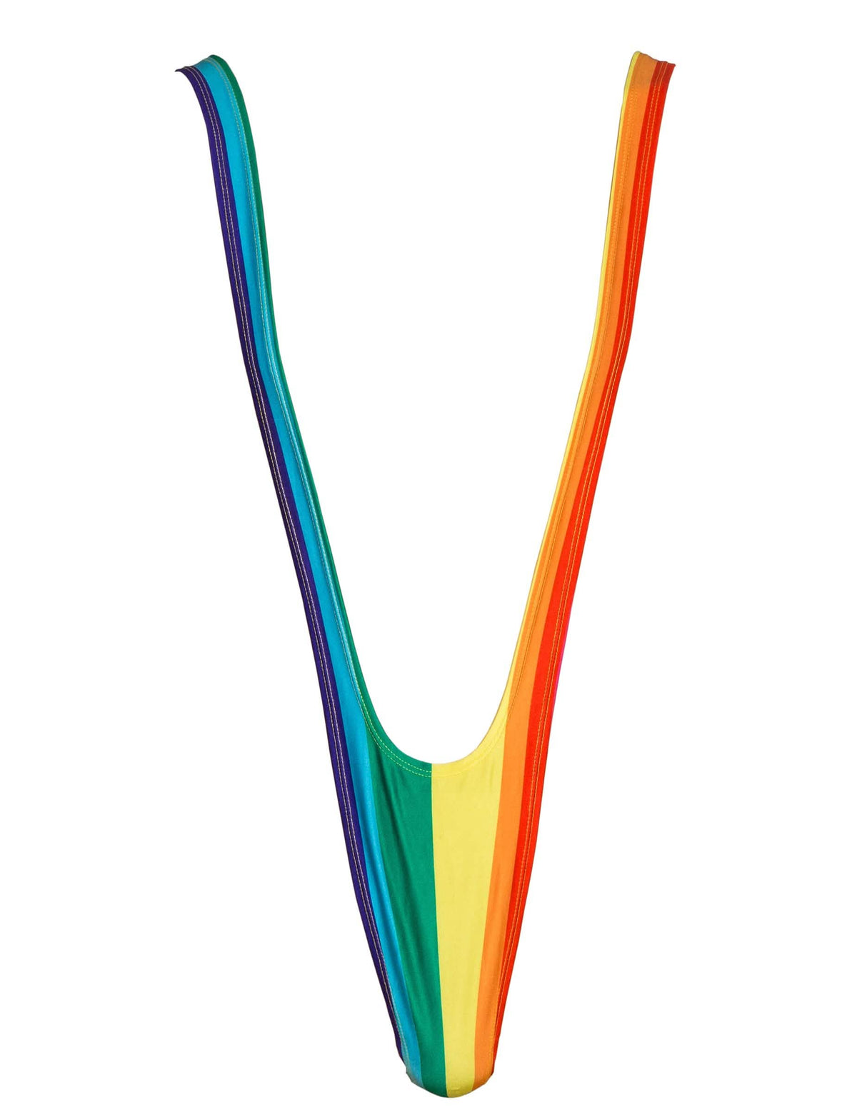 Vue de face du mankini arc en ciel pour adulte