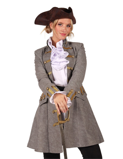 Chaqueta larga de pirata gris para mujer